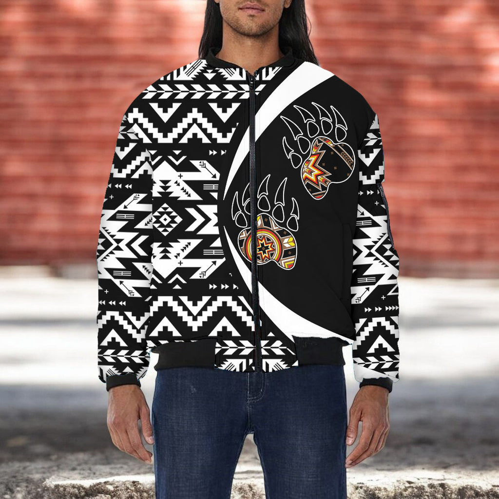 BB251225M02 Bear Native American Bomber Jacket With Sleeve Pocket