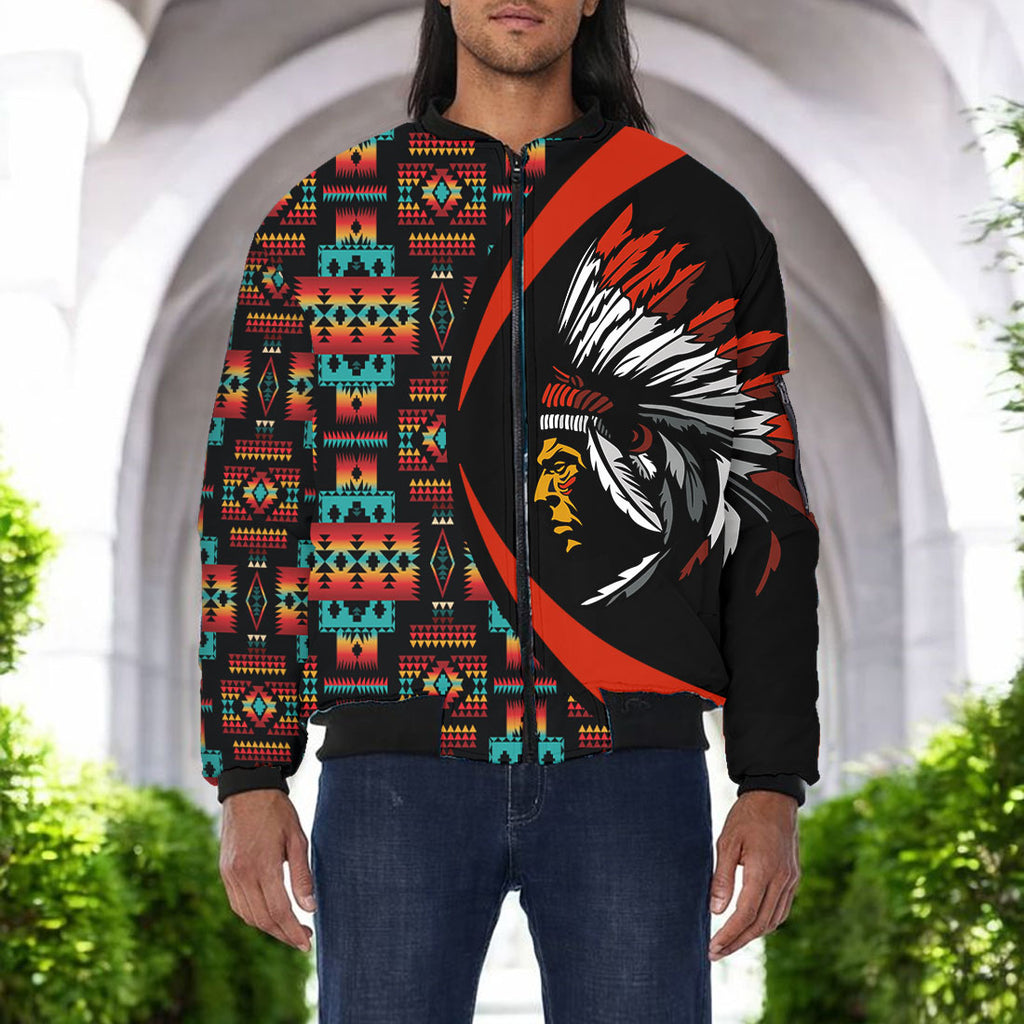 BB251225M03 Chief Native American Bomber Jacket With Sleeve Pocket
