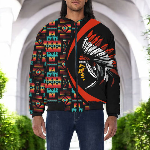 BB251225M03 Chief Native American Bomber Jacket With Sleeve Pocket