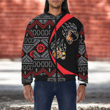 BB251225M04 Bear Native American Bomber Jacket With Sleeve Pocket