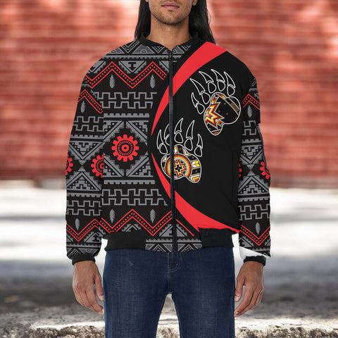 BB251225M04 Bear Native American Bomber Jacket With Sleeve Pocket