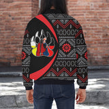 BB251225M05 Grandma Bear Native American Bomber Jacket With Sleeve Pocket