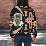 BB251225M06 Wolf Native American Bomber Jacket With Sleeve Pocket