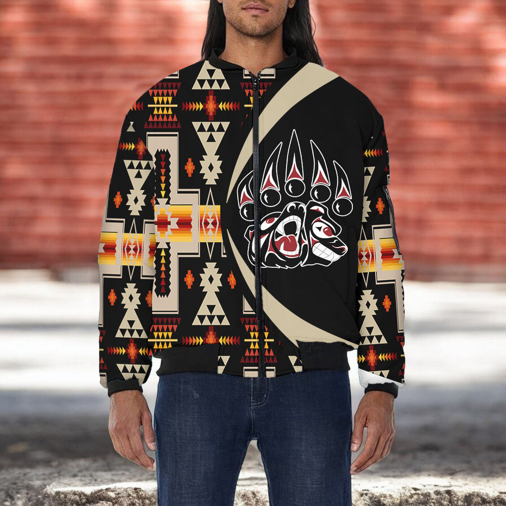 BB251225M07 Bear Claws Native American Bomber Jacket With Sleeve Pocket