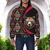 BB251225M09 Bear Native American Bomber Jacket With Sleeve Pocket