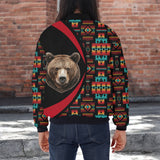 BB251225M09 Bear Native American Bomber Jacket With Sleeve Pocket