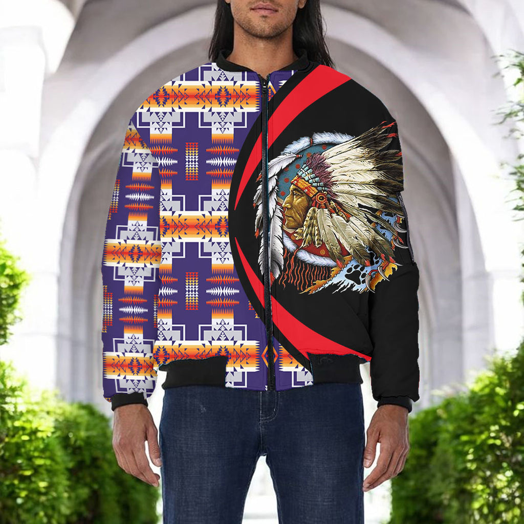 BB251225M10 Chief Native American Bomber Jacket With Sleeve Pocket
