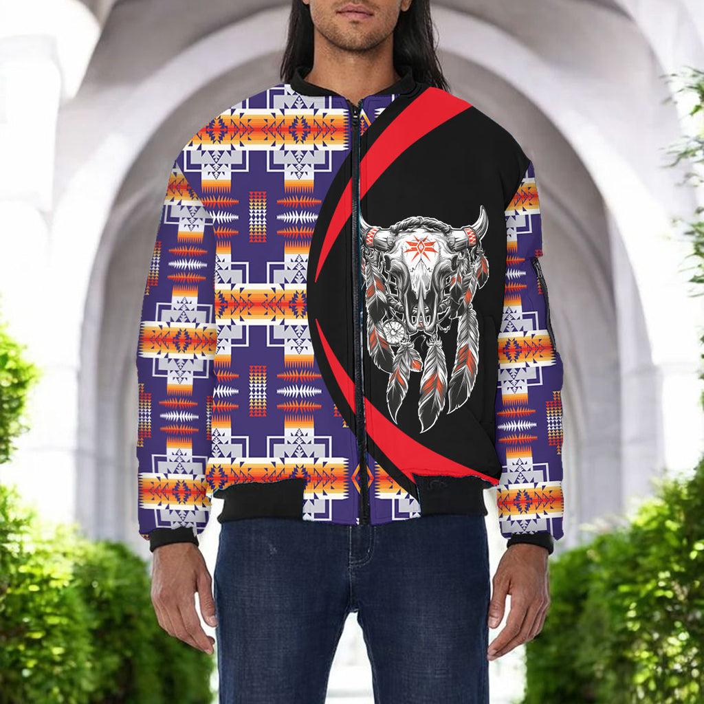 BB251225M11 Bison Native American Bomber Jacket With Sleeve Pocket