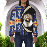 BB251225M12 Bear Native American Bomber Jacket With Sleeve Pocket