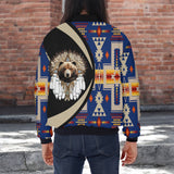 BB251225M12 Bear Native American Bomber Jacket With Sleeve Pocket