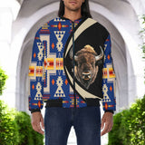 BB251225M13 Bison Native American Bomber Jacket With Sleeve Pocket