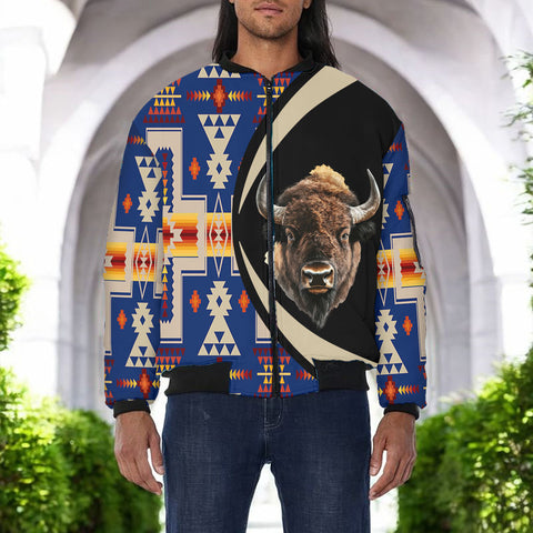 BB251225M13 Bison Native American Bomber Jacket With Sleeve Pocket