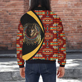 BB251225M14 Wolf Dreamcatcher Native American Bomber Jacket With Sleeve Pocket