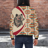 BB251225M16 Bear Native American Bomber Jacket With Sleeve Pocket
