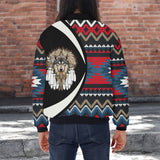 BB251225M17 Wolf Native American Bomber Jacket With Sleeve Pocket