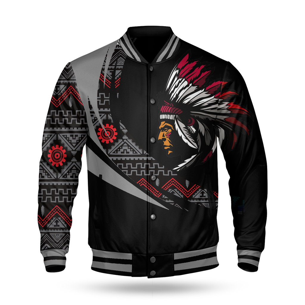 BBJ0020 Chief Pattern Native American Baseball Jacket