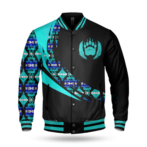 BBJ0024 Bear Pattern Native American Baseball Jacket