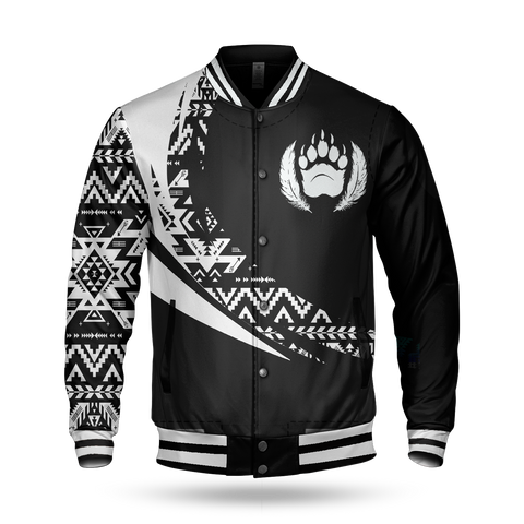 BBJ0028 Bear Pattern Native American Baseball Jacket