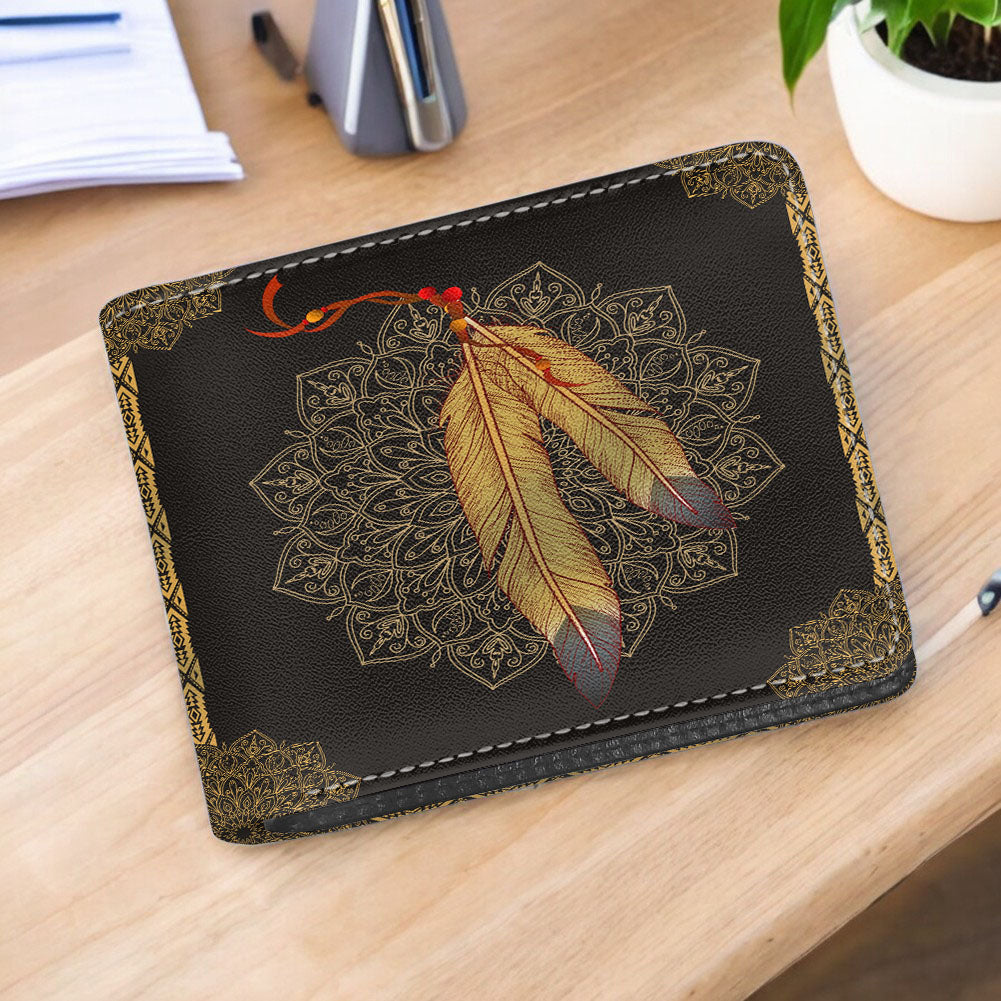 BDS-00035 Feather Native American Men Wallet