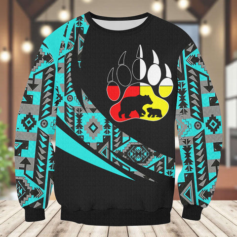 BJ000123 Native American Unisex Drop-shoulder Knitted Fleece Sweater