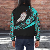 BJ000123v2 Feather Bear Native American Bomber Jacket With Sleeve Pocket