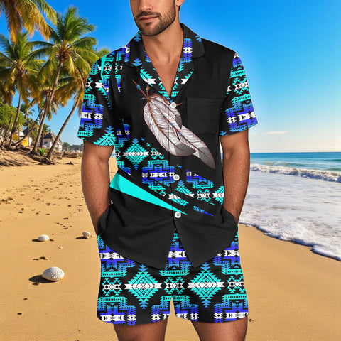 BJ000129 Native American Men Short Sleeve Button Pajamas