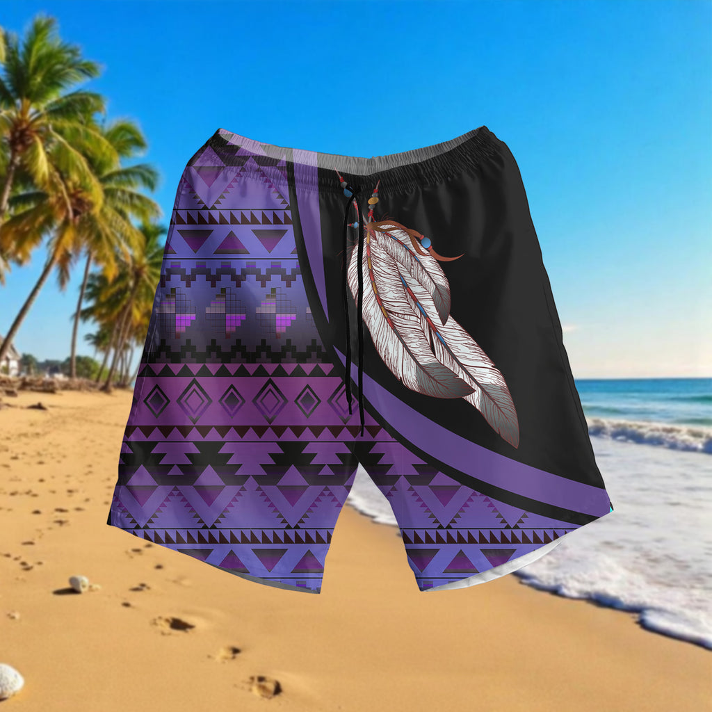 BJ000132 Feather Native American Hawaiian Shorts