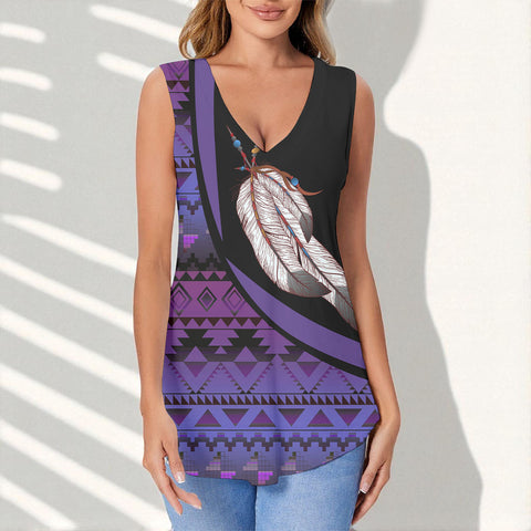 BJ000132 Feather Native American Women Sports Vest