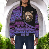 BJ000132v2 Bear Native American Bomber Jacket With Sleeve Pocket