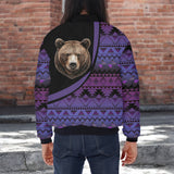 BJ000132v2 Bear Native American Bomber Jacket With Sleeve Pocket