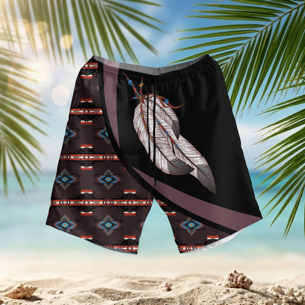 BJ000151 Feather Native American Hawaiian Shorts