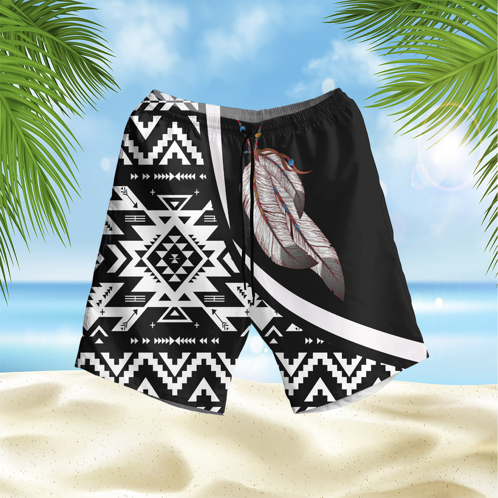 BJ000152 Feather Native American Hawaiian Shorts