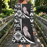 BJ000152 Feather Native American Round Neck Long Sleeve Dress