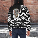 BJ000152 Wolf Native American Bomber Jacket With Sleeve Pocket
