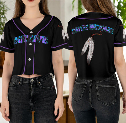 BJ000174 Native American Crop top Baseball Jersey