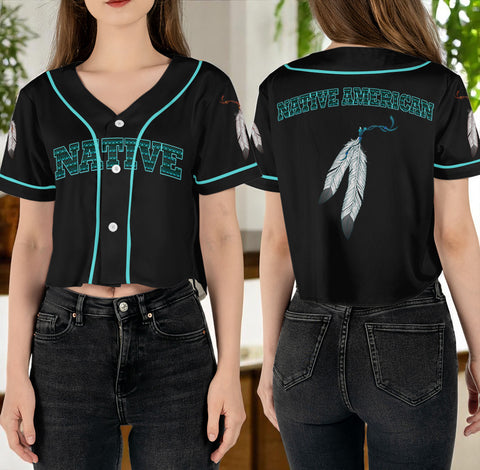 BJ000175 Native American Crop top Baseball Jersey