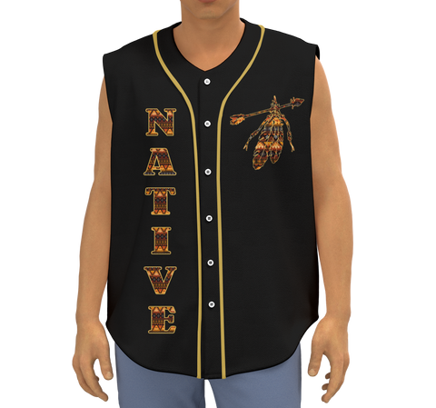 BJ000181 Pattern Native American Men's Sleeveless Baseball Jersey