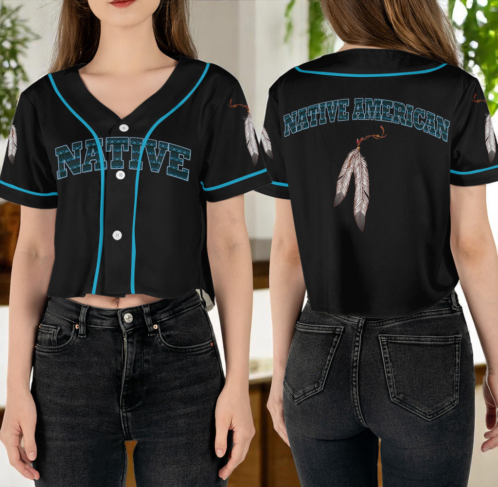 BJ00035 Native American Crop top Baseball Jersey