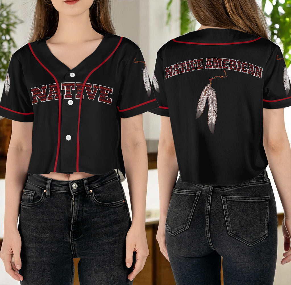 BJ00036 Native American Crop top Baseball Jersey