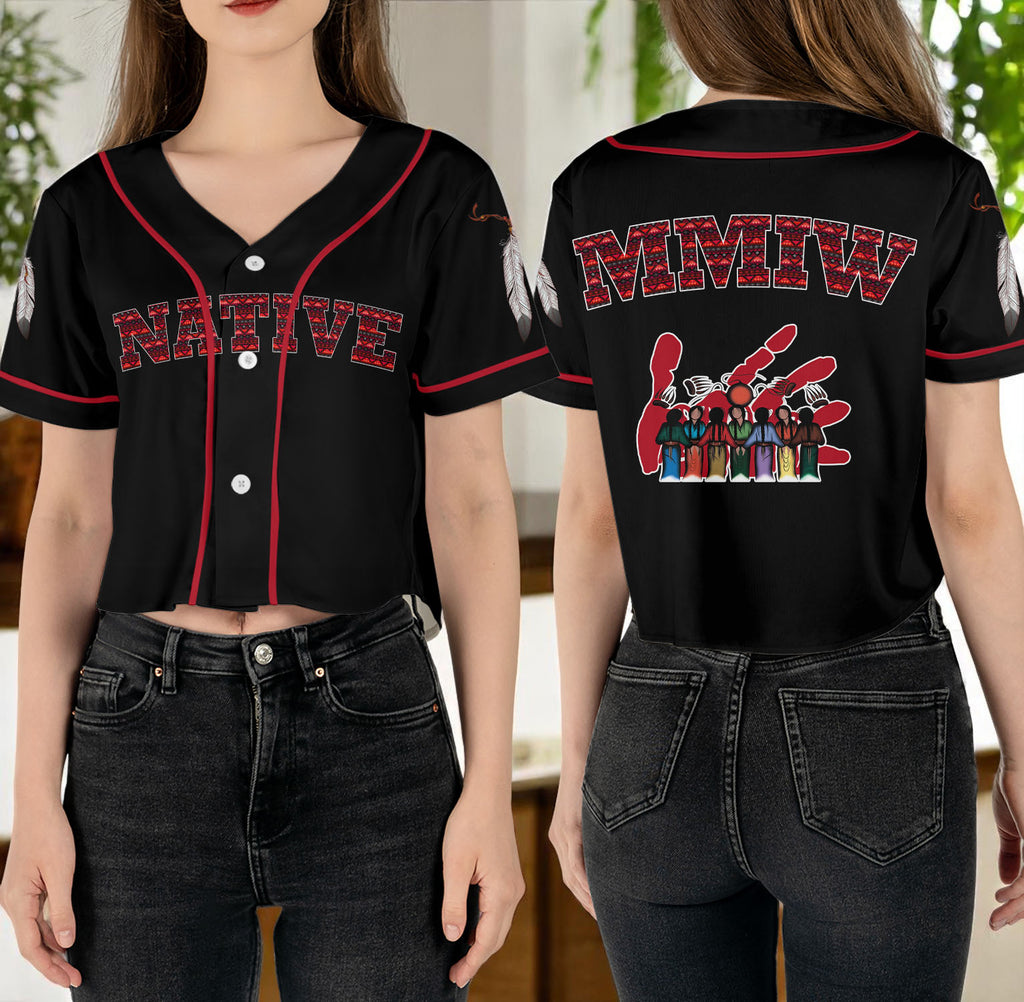 BJ00061 Native American Crop top Baseball Jersey