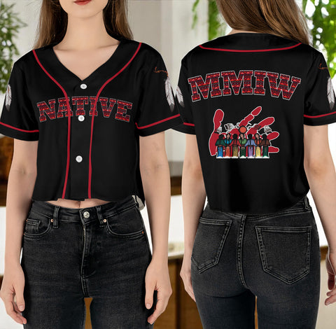 BJ00061 Native American Crop top Baseball Jersey