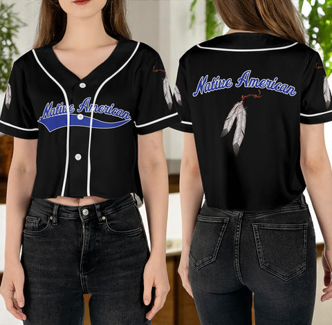 BJ00064 Native American Crop top Baseball Jersey
