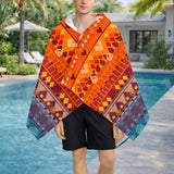 BJ0009 Pattern Native American Hooded Towel Poncho