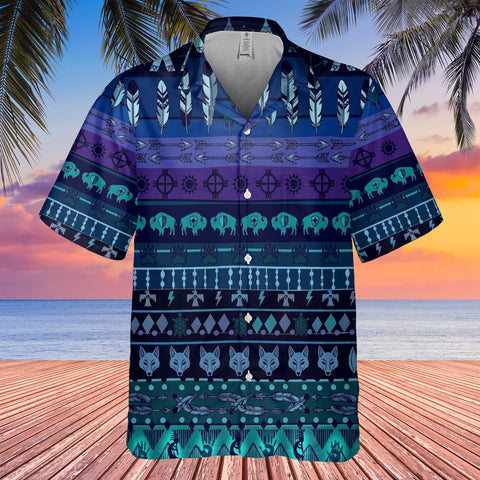 BJ0009v2 Animals Native American Hawaiian Shirt 3D