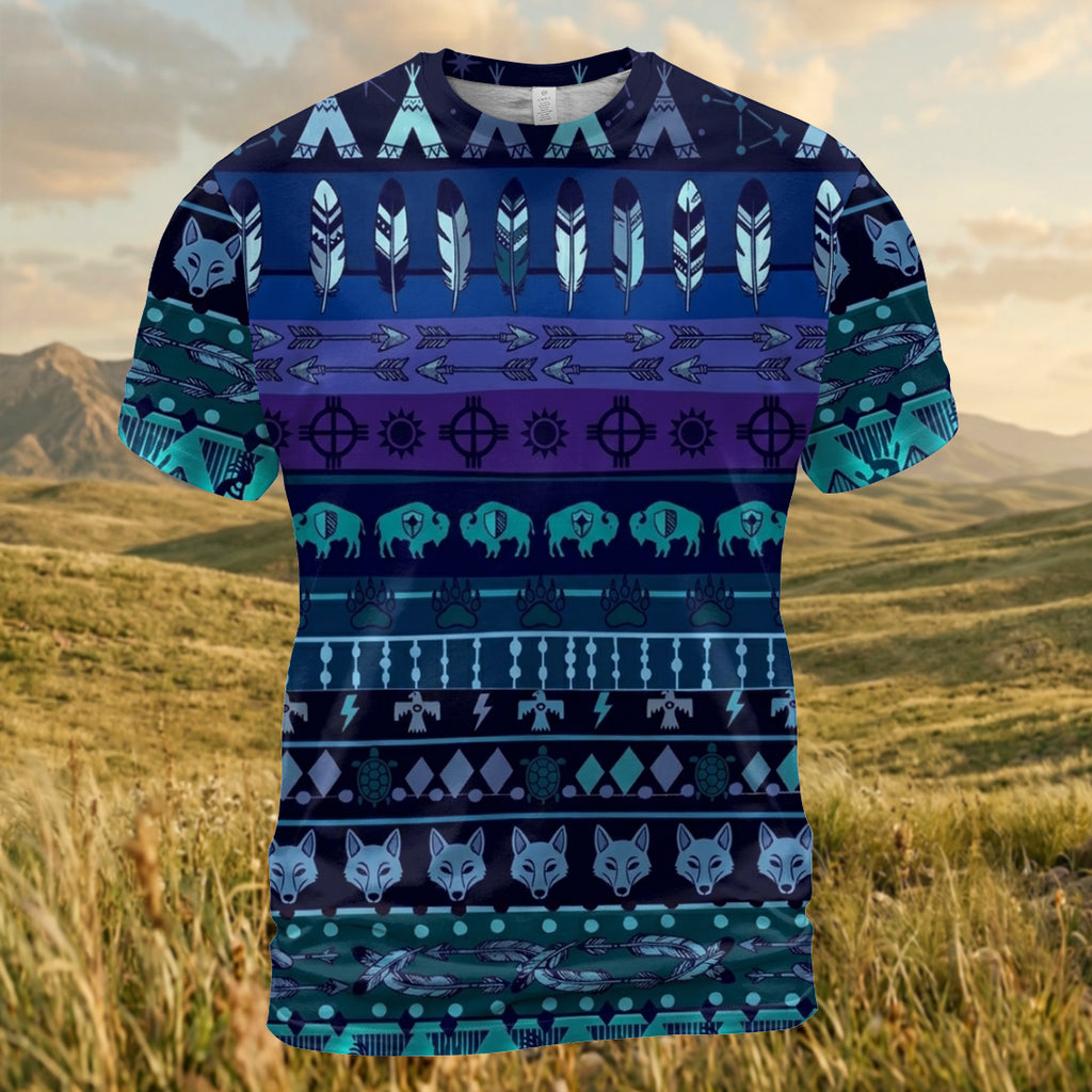 BJ0009v2 Bison Native American 3D T-shirt