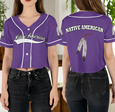 BJ250506M02 Native American Crop top Baseball Jersey