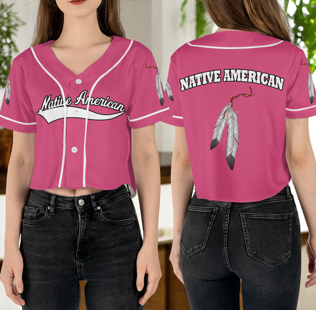BJ250506M03 Native American Crop top Baseball Jersey