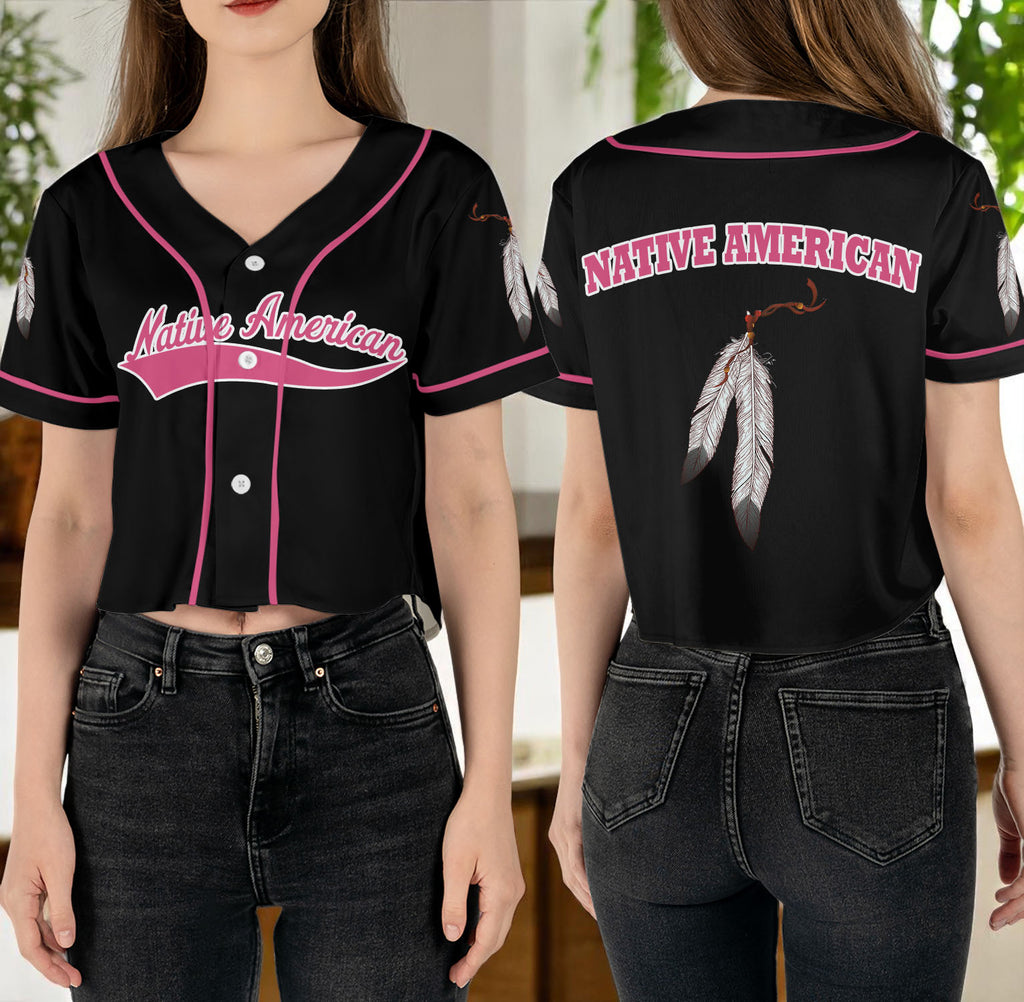 BJ250506M04 Native American Crop top Baseball Jersey