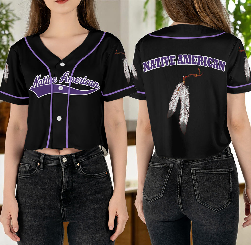 BJ250506M05 Native American Crop top Baseball Jersey