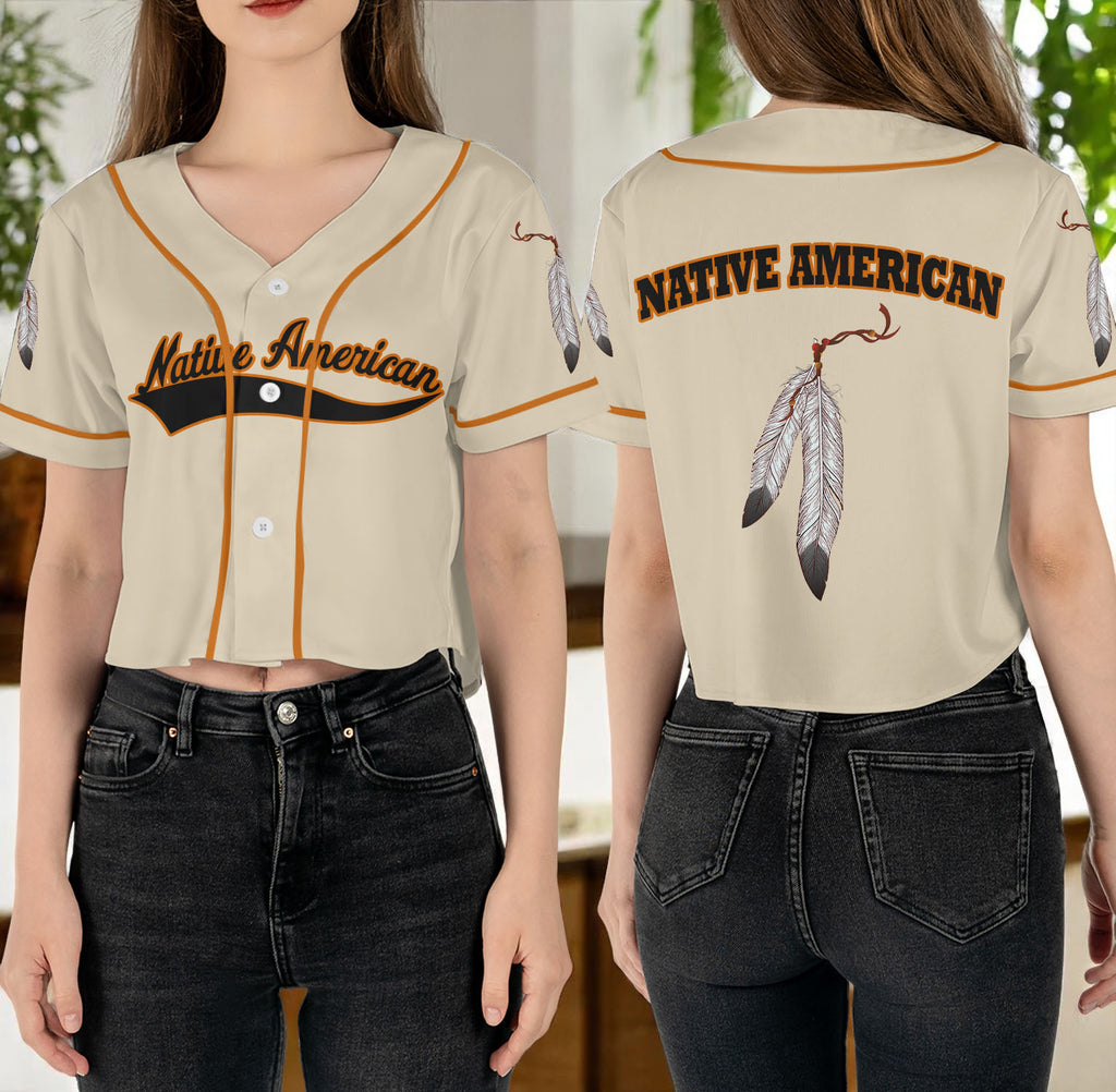 BJ250506M06 Native American Crop top Baseball Jersey